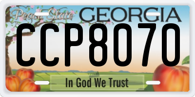 GA license plate CCP8070
