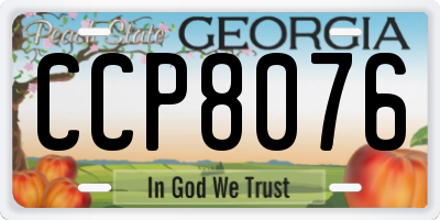GA license plate CCP8076
