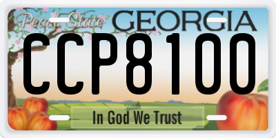 GA license plate CCP8100