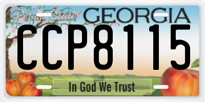 GA license plate CCP8115