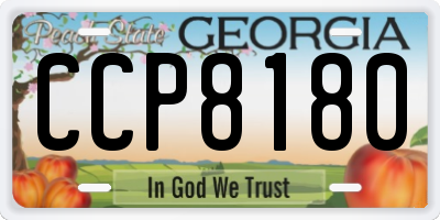 GA license plate CCP8180