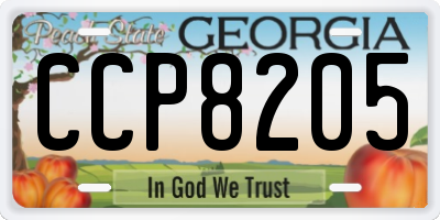 GA license plate CCP8205