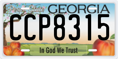 GA license plate CCP8315