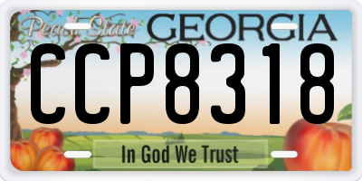 GA license plate CCP8318
