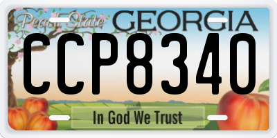 GA license plate CCP8340