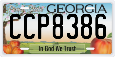 GA license plate CCP8386