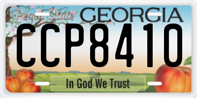 GA license plate CCP8410