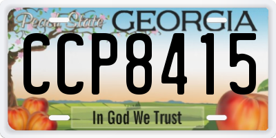 GA license plate CCP8415