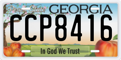 GA license plate CCP8416