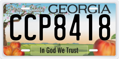 GA license plate CCP8418