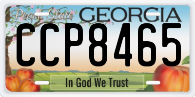 GA license plate CCP8465