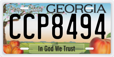GA license plate CCP8494