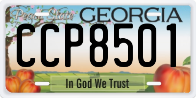 GA license plate CCP8501