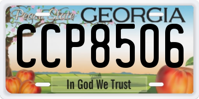 GA license plate CCP8506