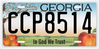 GA license plate CCP8514
