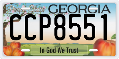 GA license plate CCP8551