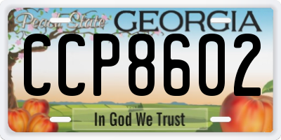 GA license plate CCP8602