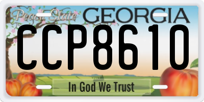 GA license plate CCP8610