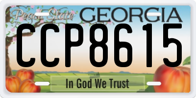 GA license plate CCP8615