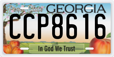 GA license plate CCP8616