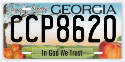 GA license plate CCP8620