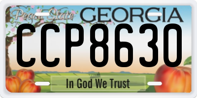 GA license plate CCP8630