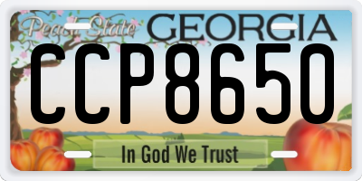 GA license plate CCP8650
