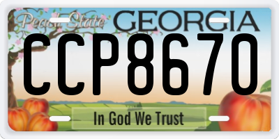 GA license plate CCP8670