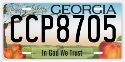 GA license plate CCP8705