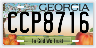 GA license plate CCP8716