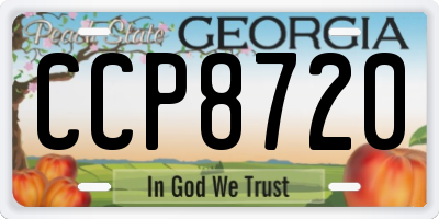 GA license plate CCP8720