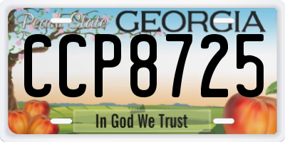 GA license plate CCP8725