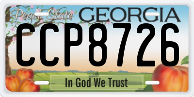 GA license plate CCP8726