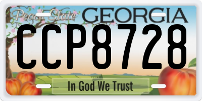 GA license plate CCP8728