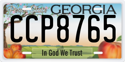 GA license plate CCP8765