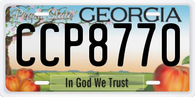 GA license plate CCP8770