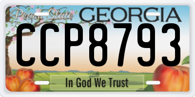 GA license plate CCP8793