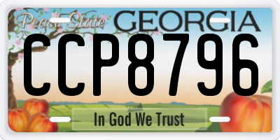 GA license plate CCP8796