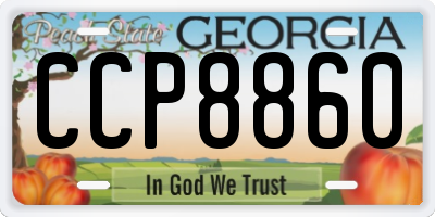 GA license plate CCP8860
