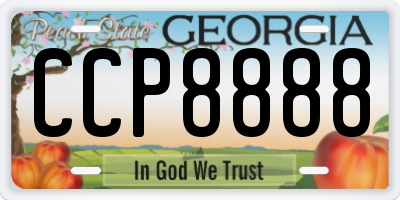 GA license plate CCP8888