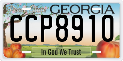 GA license plate CCP8910