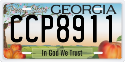 GA license plate CCP8911