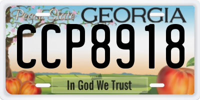 GA license plate CCP8918