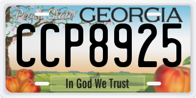 GA license plate CCP8925