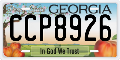 GA license plate CCP8926