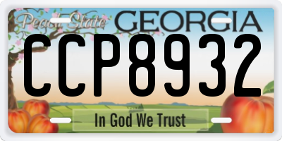 GA license plate CCP8932