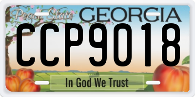 GA license plate CCP9018
