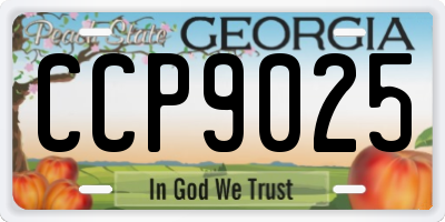 GA license plate CCP9025