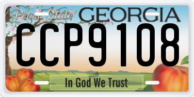 GA license plate CCP9108