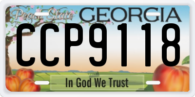 GA license plate CCP9118